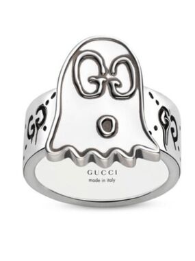 Gucci Silver Ghost Logo Ring